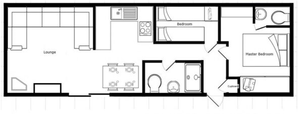 Plano casa Cosalt - Rimini - 10.67x3.66m - 2 habitaciones - SC7878