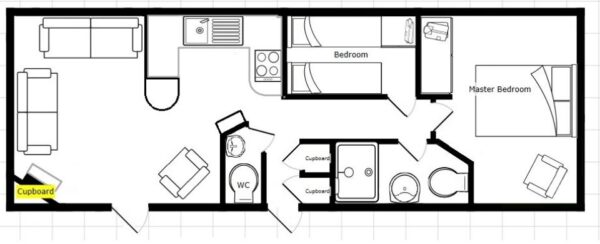 Plano casa Atlas - Moonstone - 10.67x3.66m - 2 habitaciones - SC8169