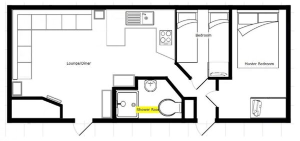 Plano casa Delta - Santana - 9.75x3.66m - 2 habitaciones - SC8569