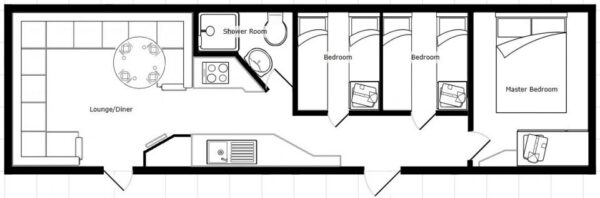 Plano casa ABI - Arizona - 10.97x3.05m - 3 habitaciones - SC8805