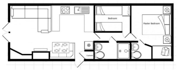Plano casa Swift - Burgundy - 10.67x3.66m - 2 habitaciones - SC8933