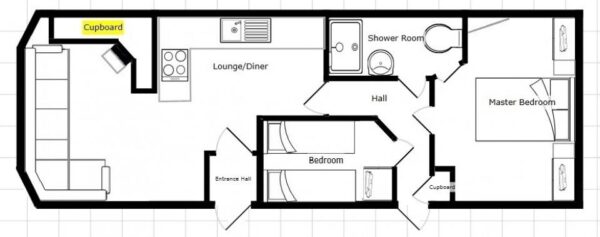 Plano casa Willerby - Salisbury - 10.67x3.66m - 2 habitaciones - SC8867