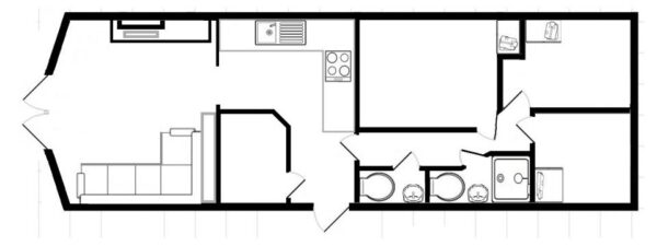 Plano casa ABI - Symphony - 11.58x3.66m - 3 habitaciones - SC8931