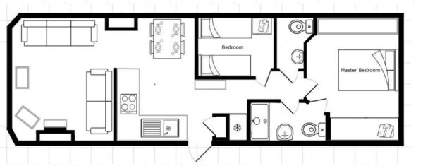 Plano casa Atlas - Sapphire - 10.97x3.66m - 2 habitaciones - SC8987