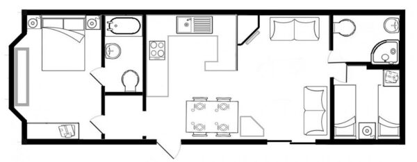 Plano casa Atlas - Diamond - 11.58x3.66m - 2 habitaciones - SC8681