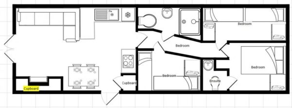 Plano casa ABI - Sunningdale - 11.58x3.66m - 3 habitaciones - SC8888