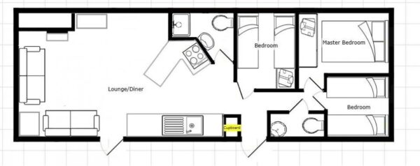 Plano casa Atlas - Florida Super - 10.67x3.66m - 3 habitaciones - SC8959