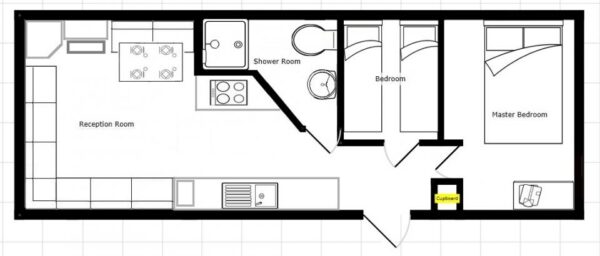 Plano casa ABI - Summer Breeze - 8.53x3.05m - 2 habitaciones - SC8894