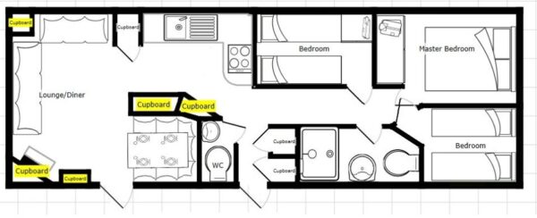 Plano casa Atlas - Moonstone - 10.67x3.66m - 3 habitaciones - SC9039