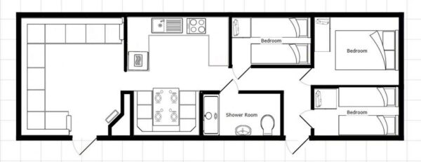 Plano casa Galaxy - Perseus - 11.28x3.66m - 3 habitaciones - SC8826