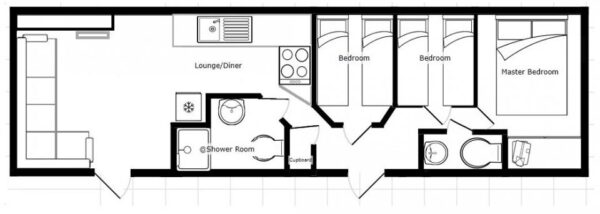 Plano casa Atlas - Solara - 10.67x3.05m - 3 habitaciones - SC8605