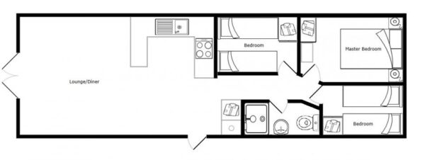 Plano casa Brand New Sambeck - SE - 10.67x3.66m - 3 habitaciones - SC8936