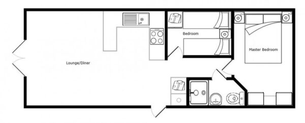 Plano casa Brand New Sambeck - SE - 9.75x3.66m - 2 habitaciones - SC8938