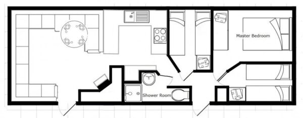 Plano casa ABI - Colorado - 10.67x3.66m - 3 habitaciones - SC9087